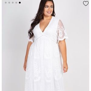 PinkBlush White Lace Plus Maternity Maxi Dress